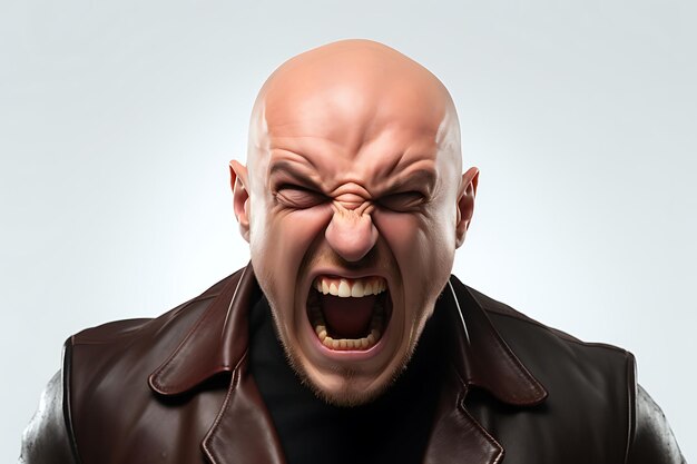 Photo photo of an angry man on white studio background