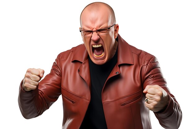 Photo photo of an angry man on white studio background