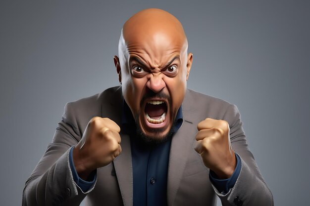 Photo of an Angry Man on White Studio Background