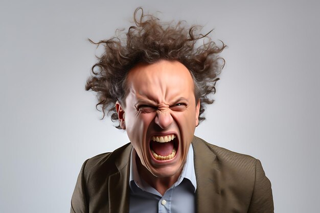 Photo of an Angry Man on White Studio Background