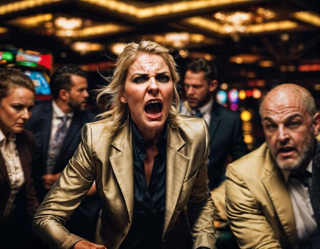 Photo photo of angry and upset gambler woman in casino generative ai