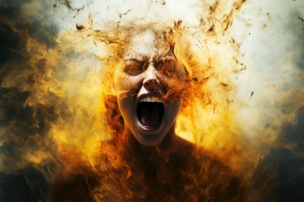 Photo of angry woman abstract