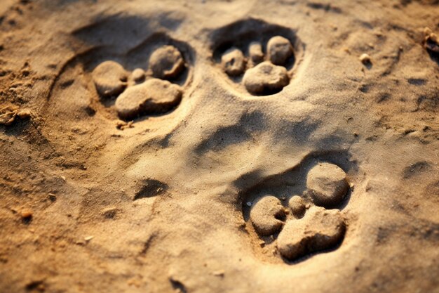 Photo photo of an animals intricate footprints or tracks generative ai