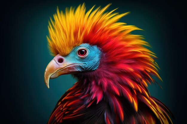 Photo of an animals vibrant colors contrasting with a muted background Generative AI