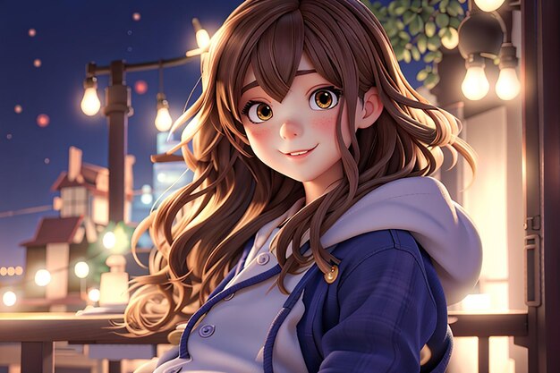 写真アニメの女の子の夜かわいい