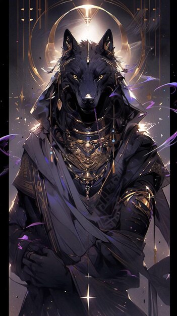 A photo of anubis art purple wallpaper