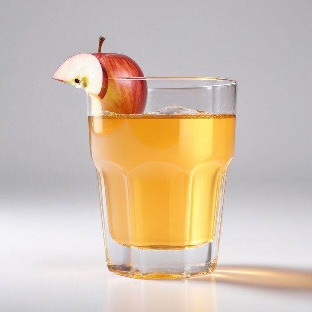 Photo photo of a apple juice with pieces of apple isolated on smooth background