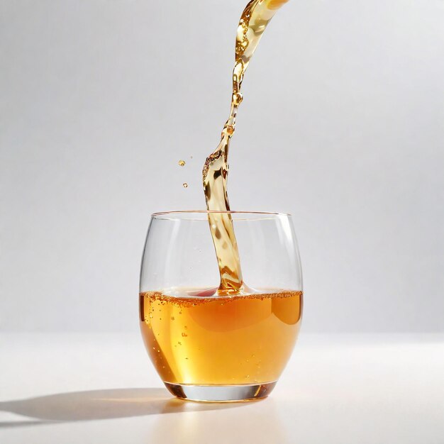 Photo photo of a apple juice with pieces of apple isolated on smooth background