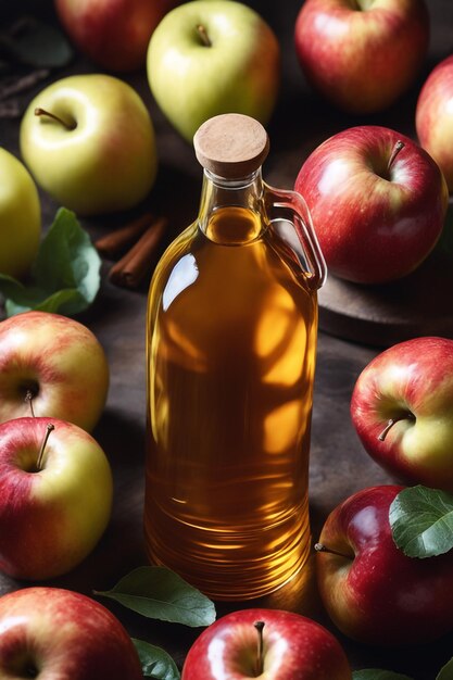 photo Apple vinegar on natural background concept of healthy food