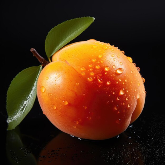 photo of a apricot in black background