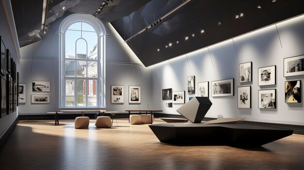 A Photo of an Architectural Exhibition Gallery showcasing the Work of Emerging Designers