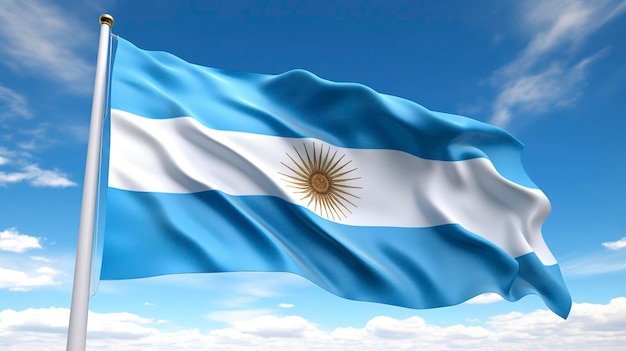 A photo of the Argentine flag with its blue and white stripes