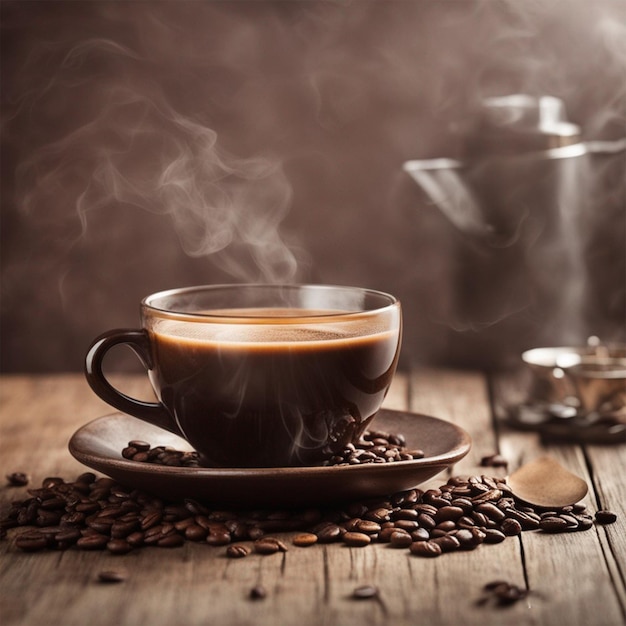 Фотография ароматного кофе с утренним видом, созданная ai