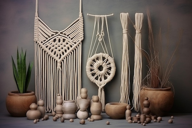 Photo photo arrangement of macrame handmade object