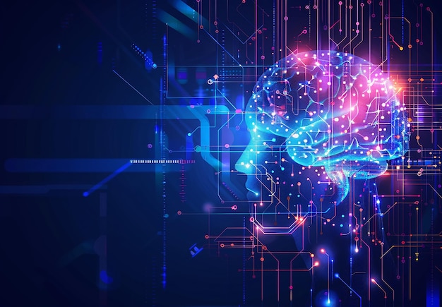 Photo of artificial intelligence futuristic technology digital brain ai background