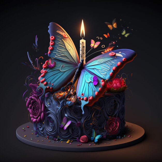 A photo of an artistic cake with a unique abstract design in multiple colors generative ai