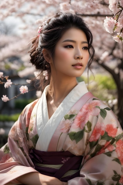 photo asian woman wearing kimono