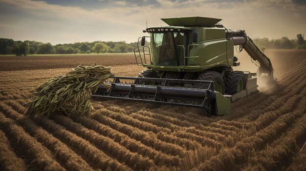 A photo of a asparagus harvester during harvest
