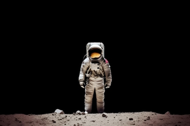 Фотография космонавта в черной темноте Генеративный ИИ