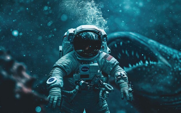 Фото астронавта глубоко под океаном