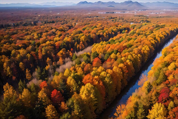 Foto foto della vista drone della foresta autunnale