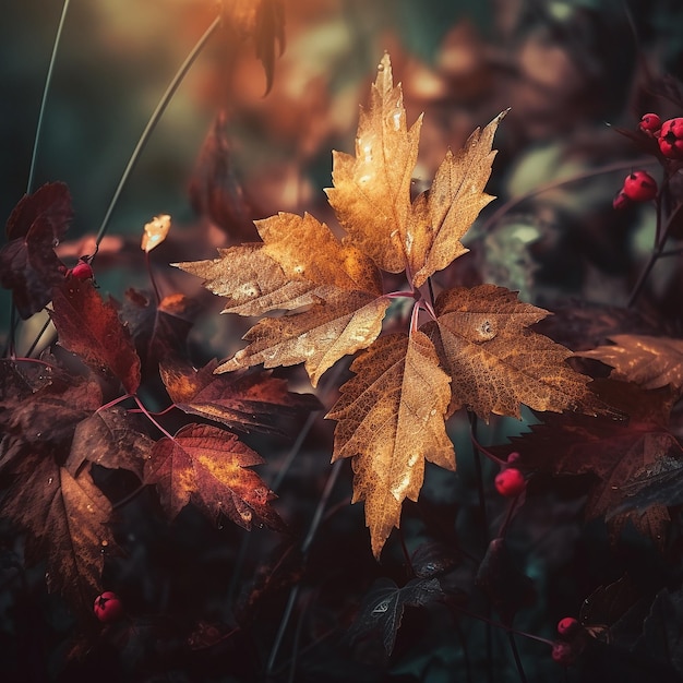 사진 가을 시즌 잎사귀