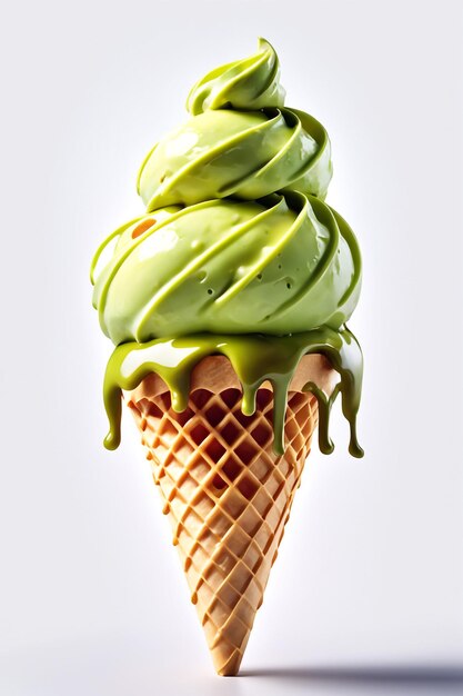 Photo photo avocado ice cream cone isolate on white background