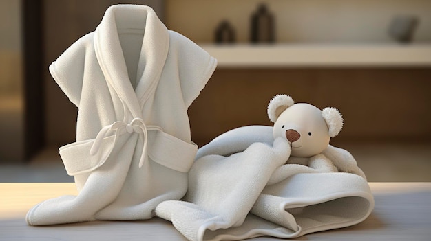 Photo a photo of a baby bathrobe and towel set