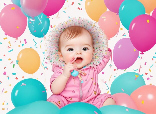 Photo photo a baby celebration birthday illustration design