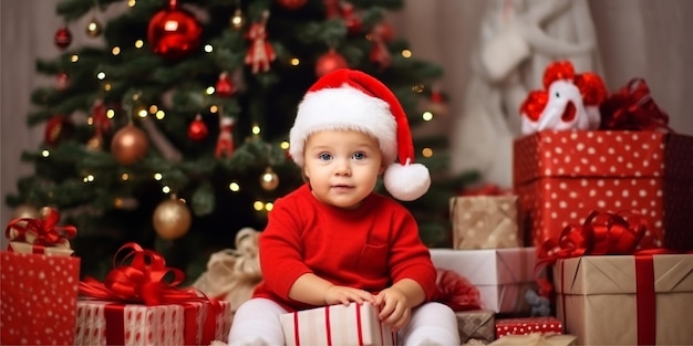 photo baby on christmast background