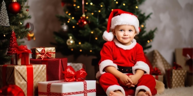 photo baby on christmast background