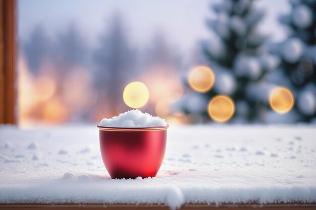 Photo photo background a christmas tree with snow on the floor