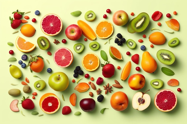 Фото фон здоровых свежих фруктов ai создан