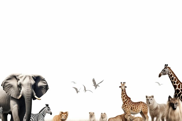 Photo photo background with african animals on white