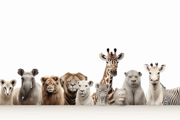 Photo photo background with african animals on white