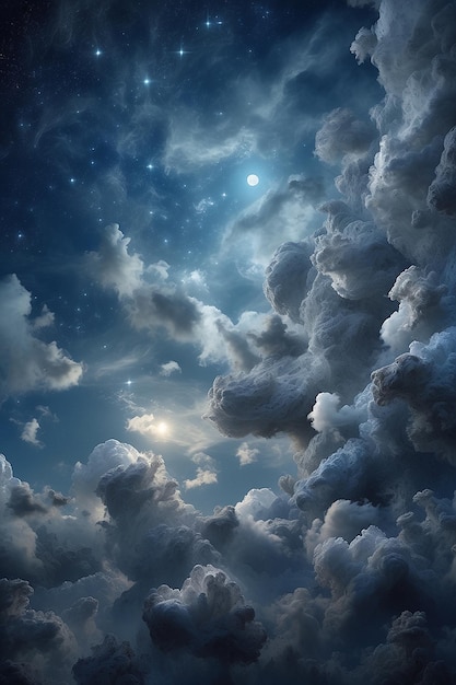 写真の背景は星と雲の夜空です