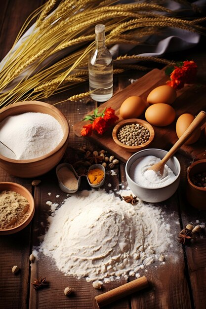 Photo a photo of baking preparation on table