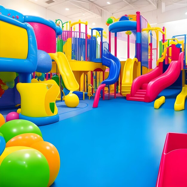 Photo ball pool and slide colorful playground soft play area indoor