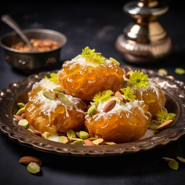 Photo photo balushahi or badushah or mughlai dish is a traditional indian soft and flaky dessert or sweet