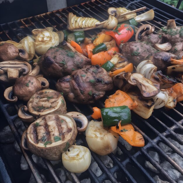 Photo of barbecue food being grilled generative ai