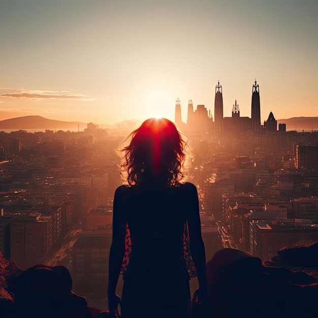 Foto foto della silhouette di barcellona