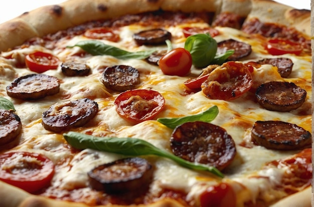 색 표면 에 있는 BBQ 보난자 피자 의 사진