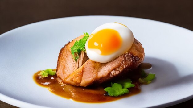 Photo of bbq pork with egg on Top