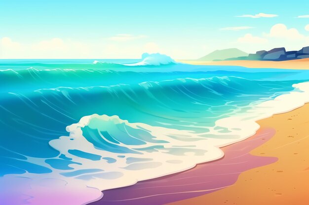 Photo photo beach background illustration with vibrant color ai generated