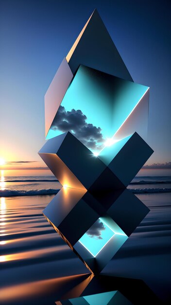 Photo of a beach cube sculpture