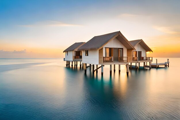 A photo of a beach house on the water