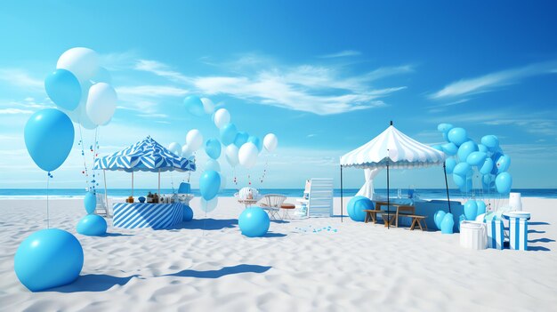 Photo beach lounge party with beautiful sky generated by ai
