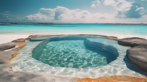 Photo beach tropical swimming pool generated by ai