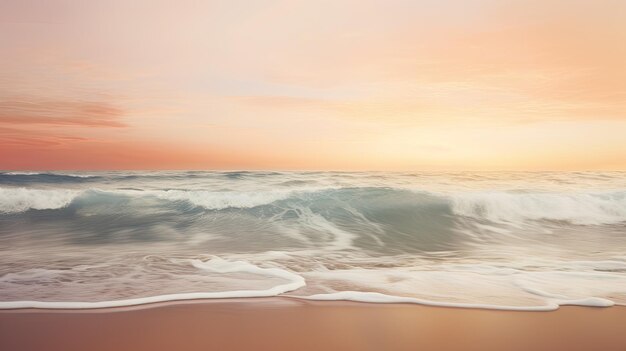 A photo of a beach with smooth blurred waves