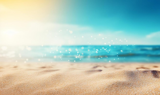 A photo of a beach with a woman walking on the sand.